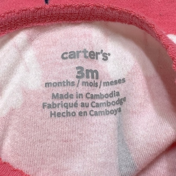 CARTER’S || (3M) Baby Girl Pink/White Flower Onesie - Picture 4 of 4